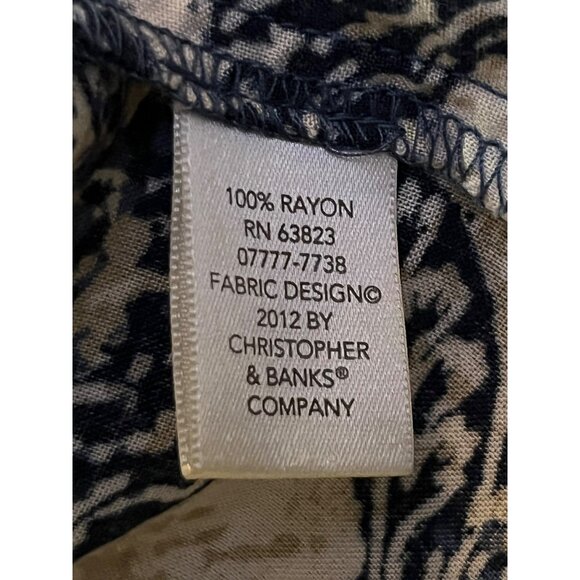CJ Banks Blouse Womens 1X Blue Beige Cream Rayon 3/4 Sleeve Used - Picture 9 of 16